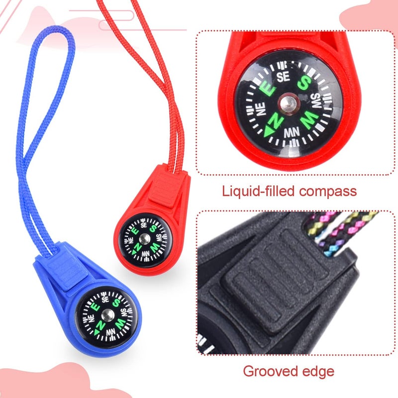 LongSLong Mini Compass for Kids Compass Keychain，Button Compass Bulk kit，Paracord Hiking Survival Small Compasses，Kids Scout Compass. - Image 3